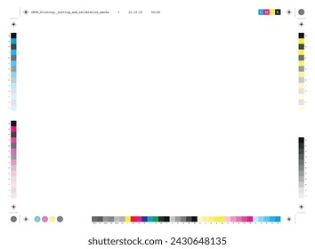 Marcas de impresión, corte y calibración CMYK