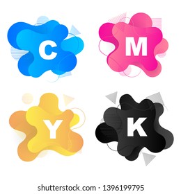 cmyk printing ink liquid shape, vector abstract design