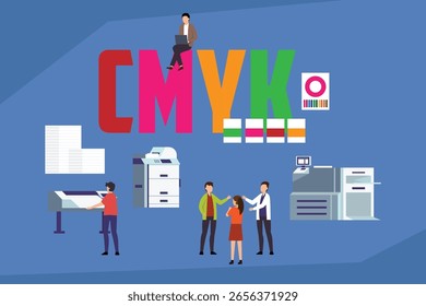 CMYK Printing Process and Graphic Design Production 2d vector illustration
