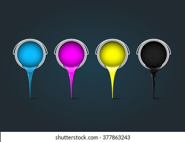 CMYK realistic cans, vector
