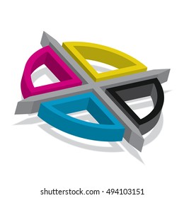 CMYK registration mark - vector typography sign