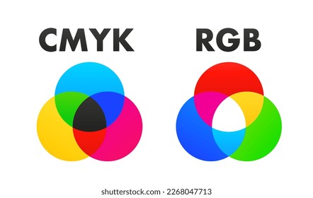 CMYK and RGB color palette vector template. Rgb and Cmyk logo template service print typography. Mixed spectrum graph. Vector illustration