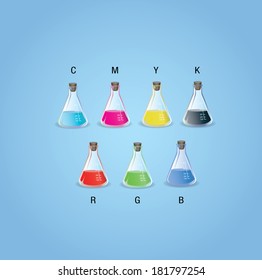 ilustración vectorial de matraces cmyk y rgb