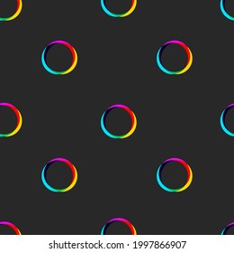 CMYK seamless pattern with circles. CMY colorful background. Vector illustration