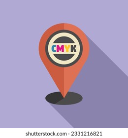 Cmyk service location icon flat vector. Digital print. Printer machine