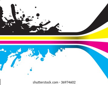 cmyk splash lines with perspective