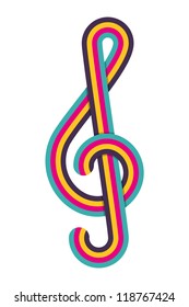 Cmyk Treble Clef. Vector Illustration.