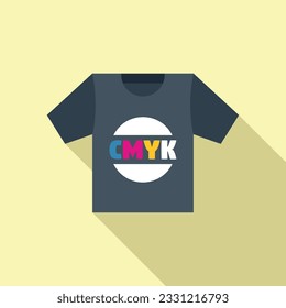 Cmyk tshirt print icon flat vector. Digital printer. Ink machine