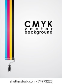 CMYK vector background. Print colors paint roller.