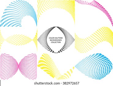 CMYK vector color halftone backgrounds collection