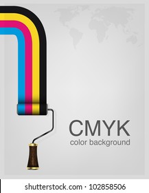 CMYK vector . Print colors paint-roller.