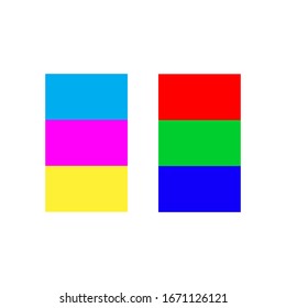CMYK vs RGB color model concept illustration. Vector infographic for education