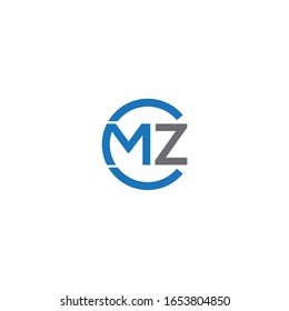 CMZ , MCZ exclusivo estilo monograma diseño con azul y gris.