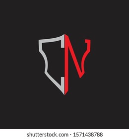 CN Abstract logo monogram with shield elements isolated on black background
