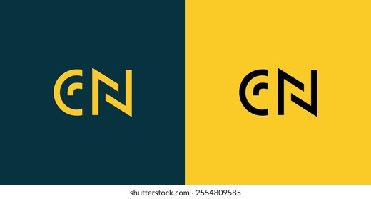 CN abstract minimalist letters Logo Monogram. It is a minimalist logo, this logo is made by combining two letters
