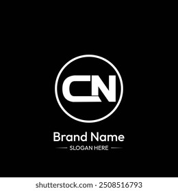 CN Brand name. Black Background.