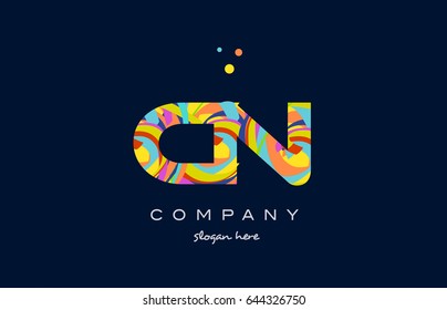 cn c n alphabet letter logo colors colorful rainbow acrylic font creative text dots company vector icon design template