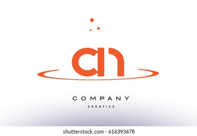 CN C N creative orange swoosh dots alphabet company letter logo design vector icon template
