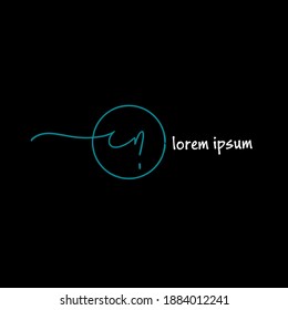 Bm B m Escritura a mano inicial o Logo manuscrito para identidad. Logotipo con firma y estilo dibujado a mano.