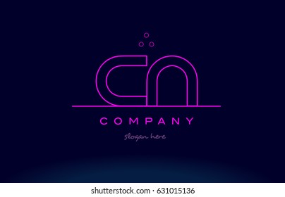 cn c n letter alphabet text pink purple dots contour line creative company logo vector icon design template