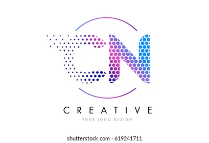 CN C N Pink Magenta Dotted Bubble Letter Logo Design. Dots Lettering Vector Illustration
