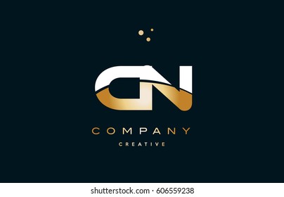 cn c n  white yellow gold golden metal metallic luxury alphabet company letter logo design vector icon template