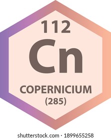 Cn Copernicium  Chemical Element Periodic Table. Hexagon vector illustration, colorful Hexagon clean style Icon with molar mass and atomic number for Lab, science or chemistry education.