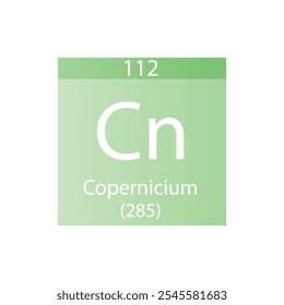 Cn Copernicium Chemical Element Periodic Table. Simple flat square vector illustration, simple clean style Icon with molar mass and atomic number for Lab, science or chemistry class.