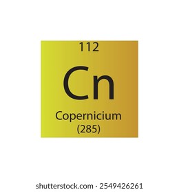 Tabela Periódica Do Elemento Químico Cn Copernicium. Simples ilustração de vetor quadrado plano, simples ícone de estilo limpo com massa molar e número atômico para Lab, ciência ou classe de química.