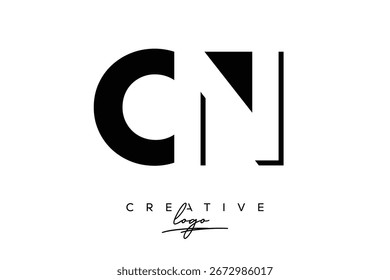 CN Criativo Minimalista Negativo Espaço Último Logotipo com Monograma Moderno para Branding e Logotipo de Marca Comercial com Letras Iniciais Design de logotipo para Branding.