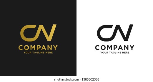 CN elegant logo template in gold color, vector file .eps 10, text and color is easy to edit