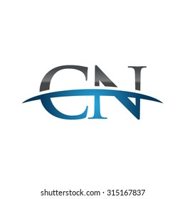 CN initial company blue swoosh logo