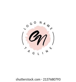 CN Initial handwriting with circle brush watercolor