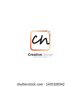 CN initial handwriting with color logo icon template vector.