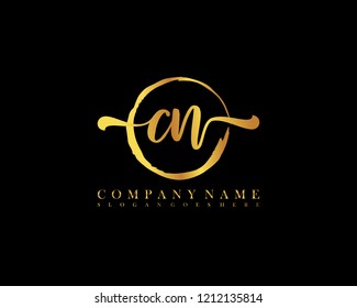 CN initial handwriting logo circle template vector