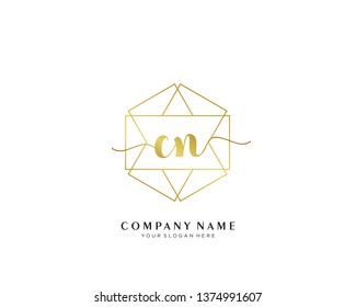 CN initial handwriting logo geometric template vector