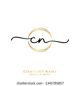 CN Initial handwriting logo template