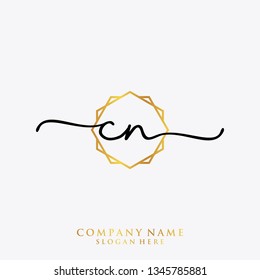 CN Initial handwriting logo template