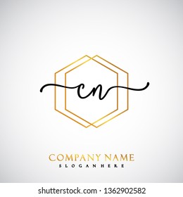 CN Initial Handwriting logo template vector