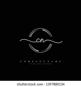 CN initial handwriting logo template vector