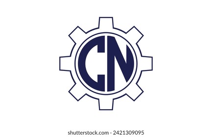 CN initial letter mechanical circle logo design vector template. industrial, engineering, servicing, word mark, letter mark, monogram, construction, business, company, corporate, commercial, geometric