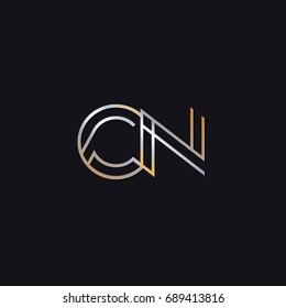 CN initial letters elegant logo golden silver black background