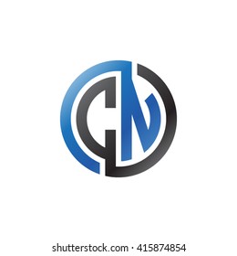 CN initial letters linked circle logo blue black