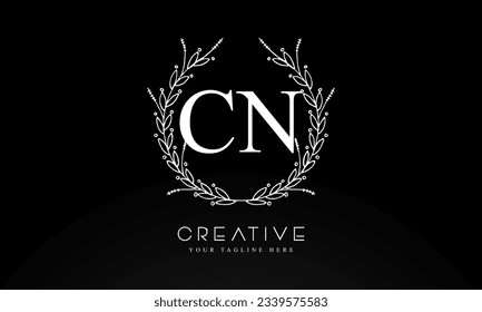 CN initial letters logo design template  with flower circle