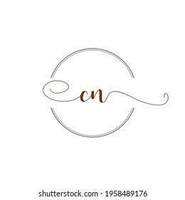 CN Initial Logo Handwriting template letter illustration