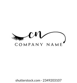 NC logotipo inicial etiqueta de cierre eyelector vector moderno