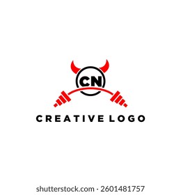 CN initial monogram for fitnes or gym logo with devil style design