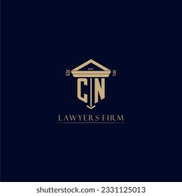 CN initial monogram lawfirm logo with pillar design