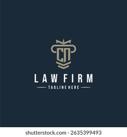 CN initial monogram logo law firm with pillar design