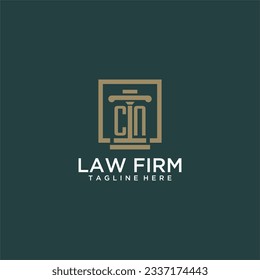 CN initial monogram logo for lawfirm with pillar design in creative square